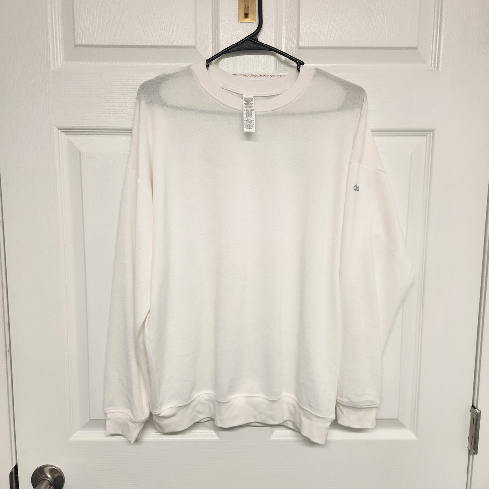 Alo Womens White Crewneck Lightweight Sweatshirt - Casual Essential Medium